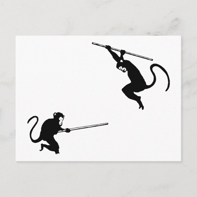 Monkey Fight Vykort (Framsida)
