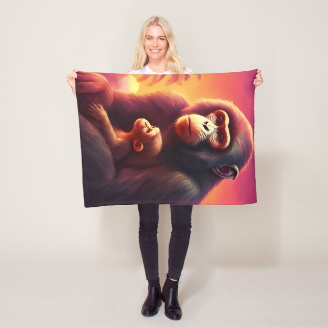 Monkey Fleece Blanket, 30" x40" (På plats)