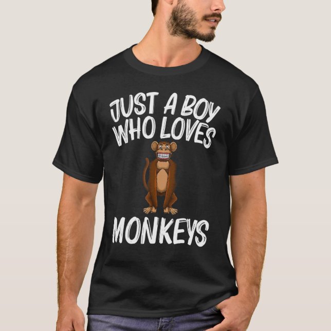 Monkey for Boys Kids Primat Animal Monkey T Shirt (Framsida)