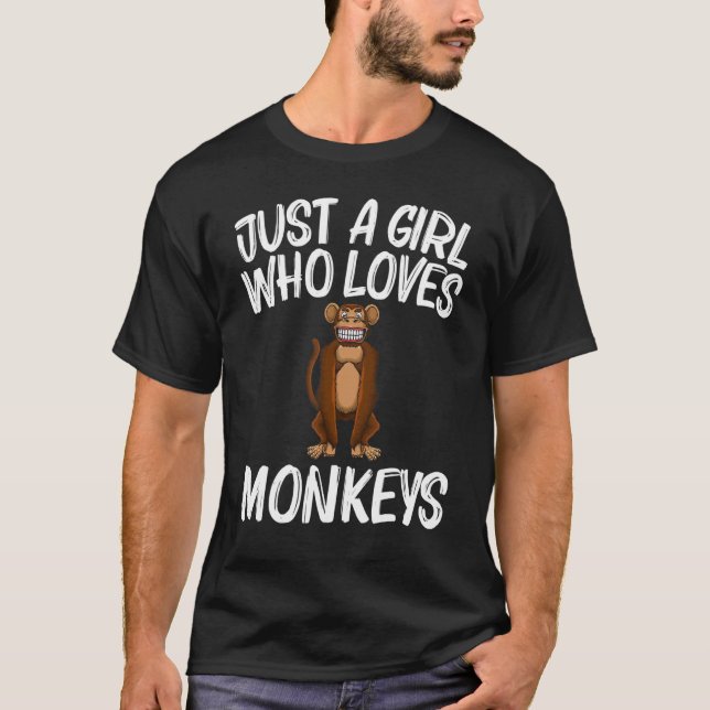 Monkey for Girls Kids Primate Animal Monkey T Shirt (Framsida)