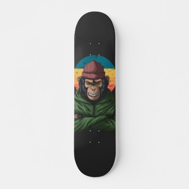 Monkey för grönt Arg Mini Skateboard Bräda 18,5 Cm (Framsida)