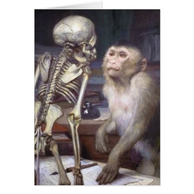Monkey Före Skeleton Hälsningskort (Framsidan)
