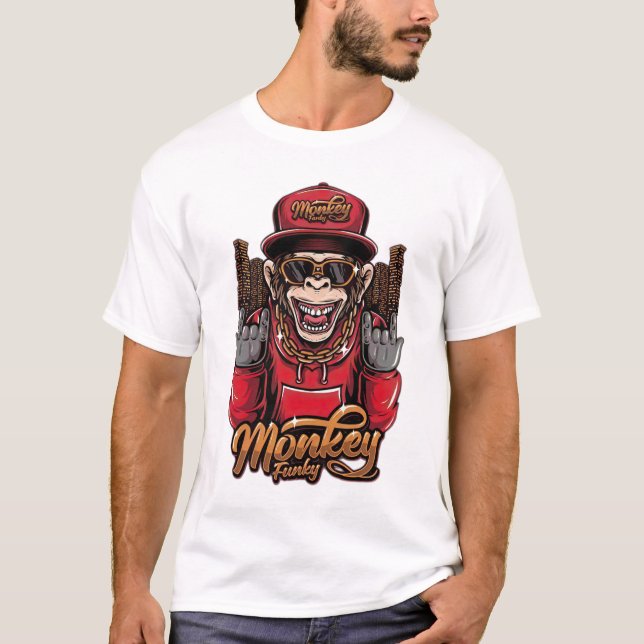 Monkey Funky T-Shirt - Cool Hip Hop Monkey Graphic (Framsida)