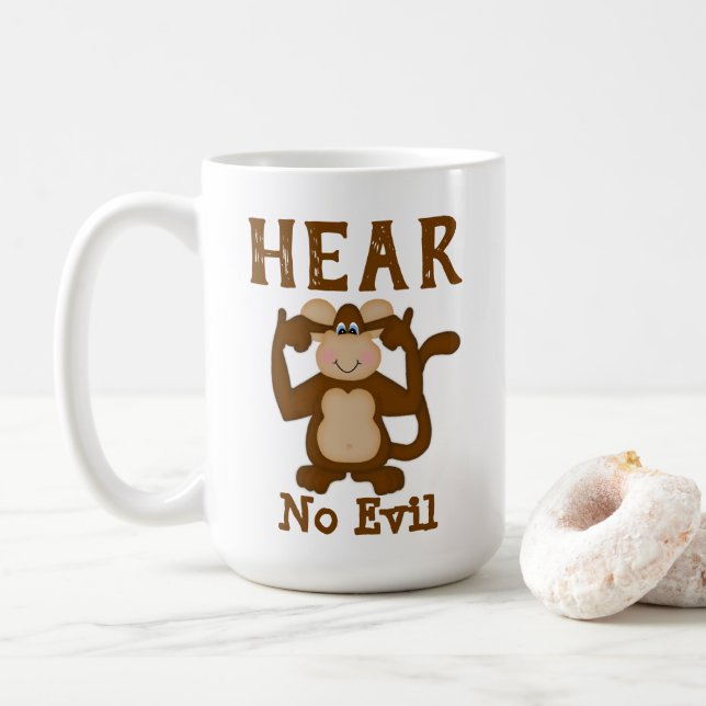 Monkey Funny Hear No Evil Kaffemugg (Med munk)
