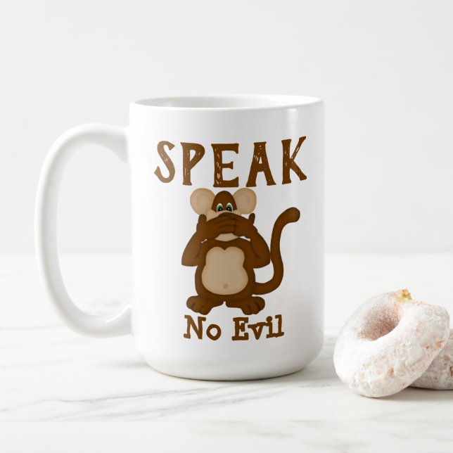 Monkey Funny säger inget ont Kaffemugg (Med munk)