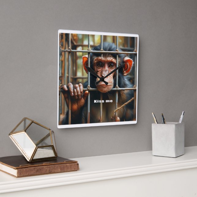 Monkey Fyrkantig Klocka (Kontor)