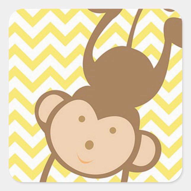 Monkey Fyrkantigt Klistermärke (Framsida)