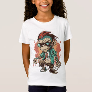 Monkey Gangster Tecknad Girls' Bra Jersey T-Shirt