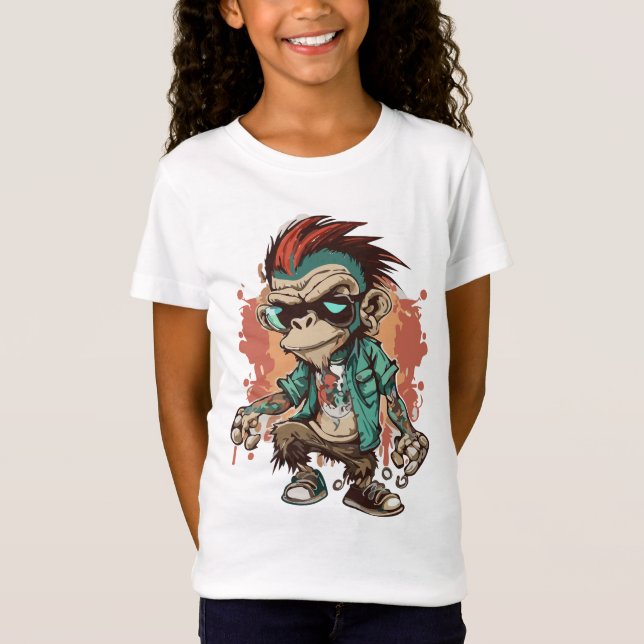 Monkey Gangster Tecknad Girls' Bra Jersey T-Shirt (Framsida)