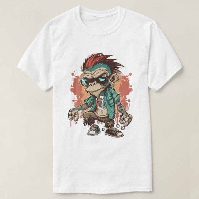 Monkey Gangster Tecknad Manar Basic T-Shirt (Design framsida)