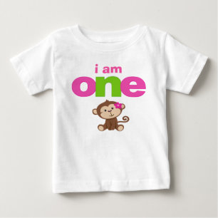 Monkey Girl 1st Birthday Tshirt Småbarn Baby Kid Tröja