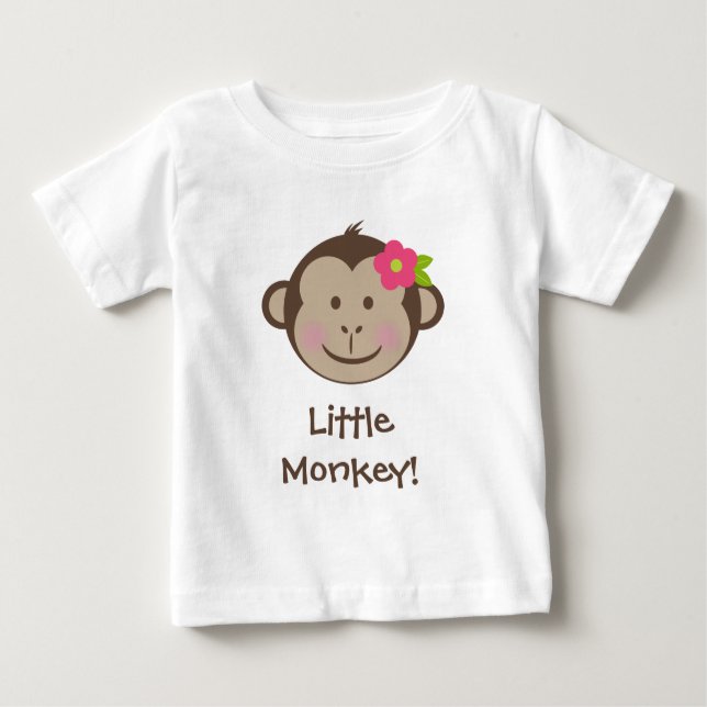 Monkey Girl Ansikte med Flower Shirt Tee (Framsida)