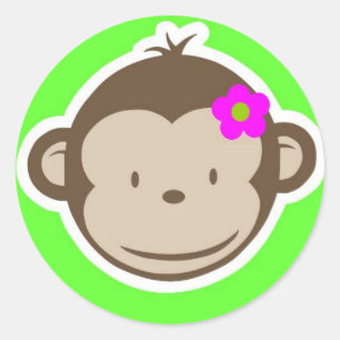 Monkey-girl-grönt Runt Klistermärke