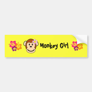 Monkey Girl Island Flower Bumper Sticker Bildekal