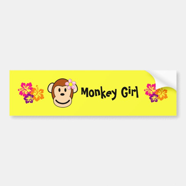 Monkey Girl Island Flower Bumper Sticker Bildekal (Framsidan)