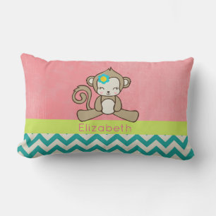 Monkey Girl Tecknad Cute and Kawaii Personlig Lumbarkudde