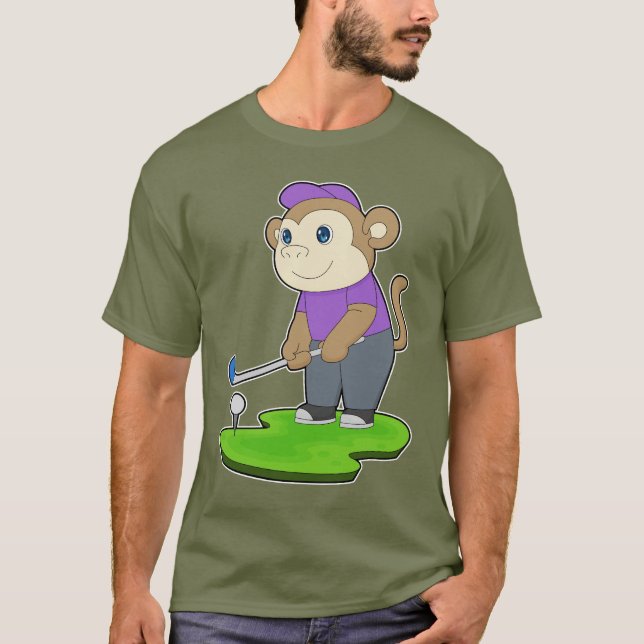 Monkey Golf Golf clubs T Shirt (Framsida)