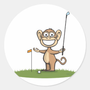 Monkey Golf Runt Klistermärke