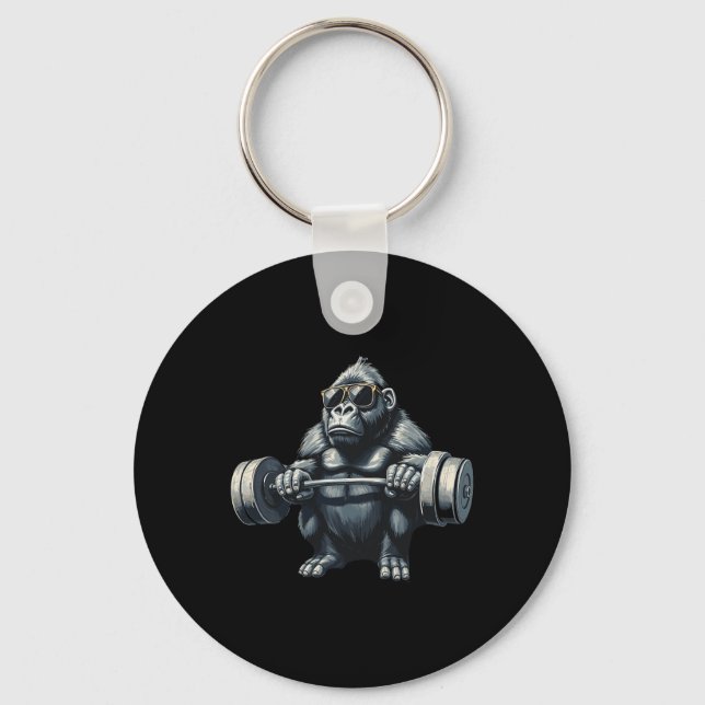 Monkey Gorilla Bodybuilding Muscles Fitness Gym Nyckelring (Framsida)