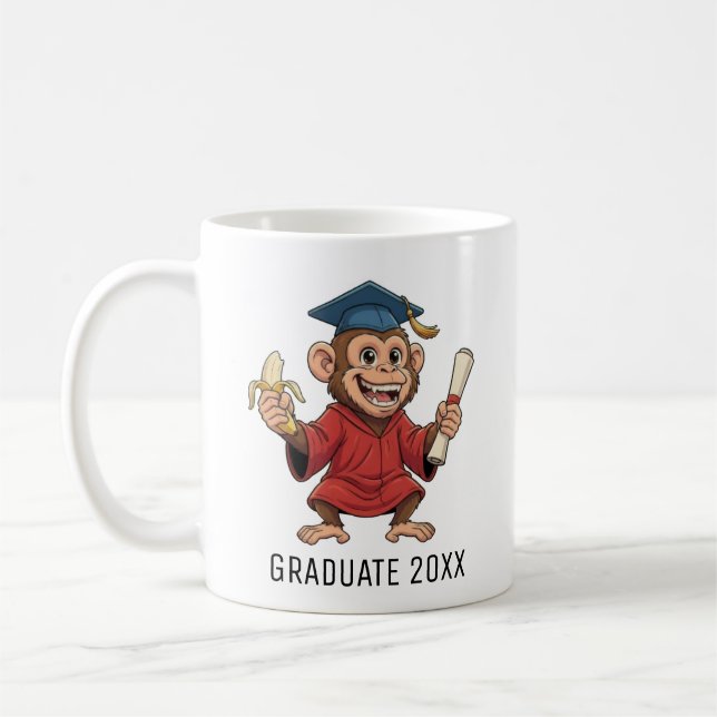 Monkey Graduation Personalized Kaffemugg (Vänster)