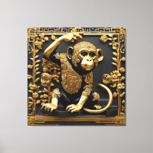 Monkey guld och svart ram