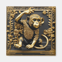 Monkey guld och svart ram