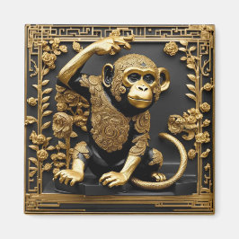 Monkey guld och svart ram magnet