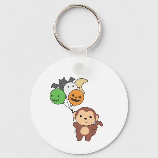 Monkey Halloween Balloons För barn Cute Monkey Nyckelring (Framsida)