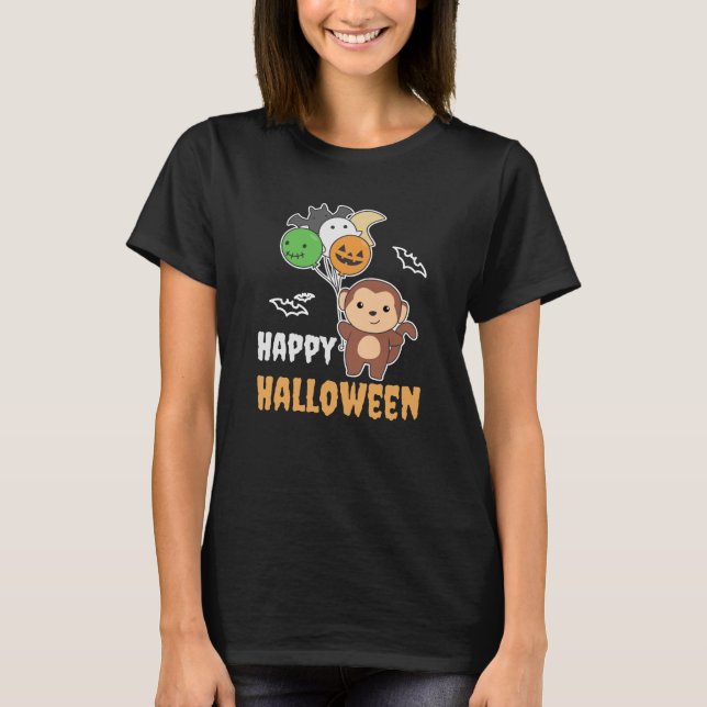 Monkey Halloween Balloons För barn Cute Monkey T Shirt (Framsida)