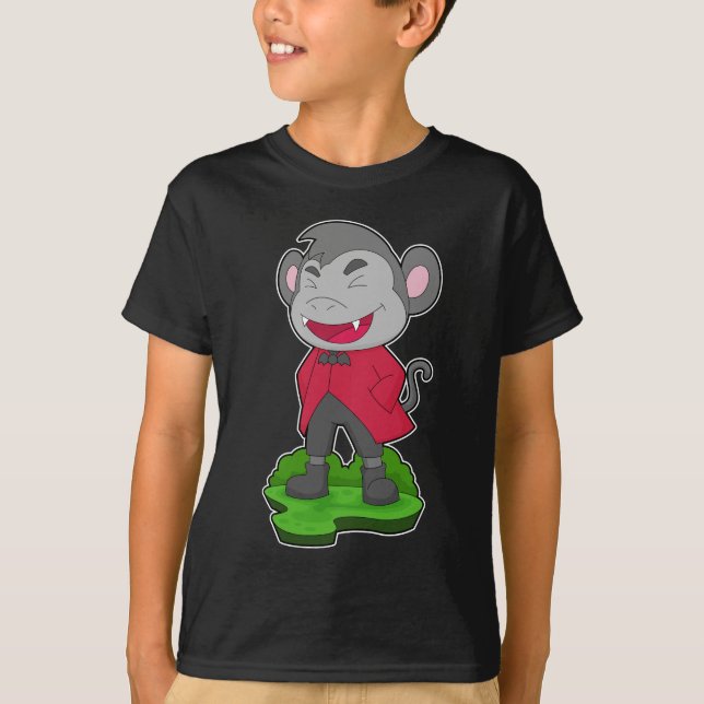 Monkey Halloween Vampire T Shirt (Framsida)