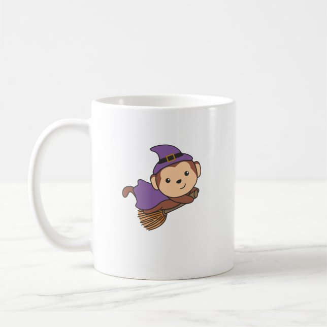 Monkey Halloween Witch Kids Witch Costume Kaffemugg (Vänster)