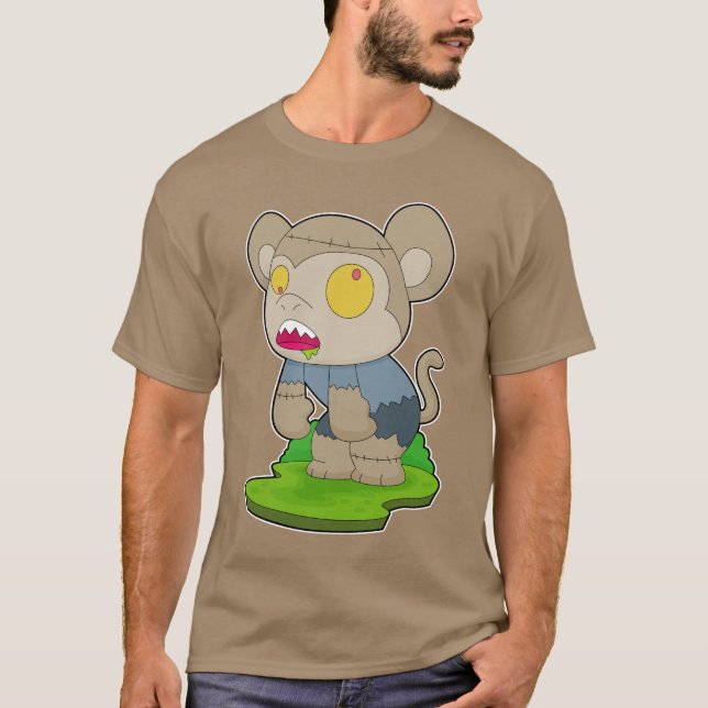 Monkey Halloween Zombie T Shirt (Framsida)