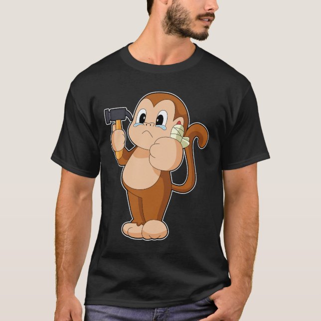 Monkey Handyman Hammer T Shirt (Framsida)