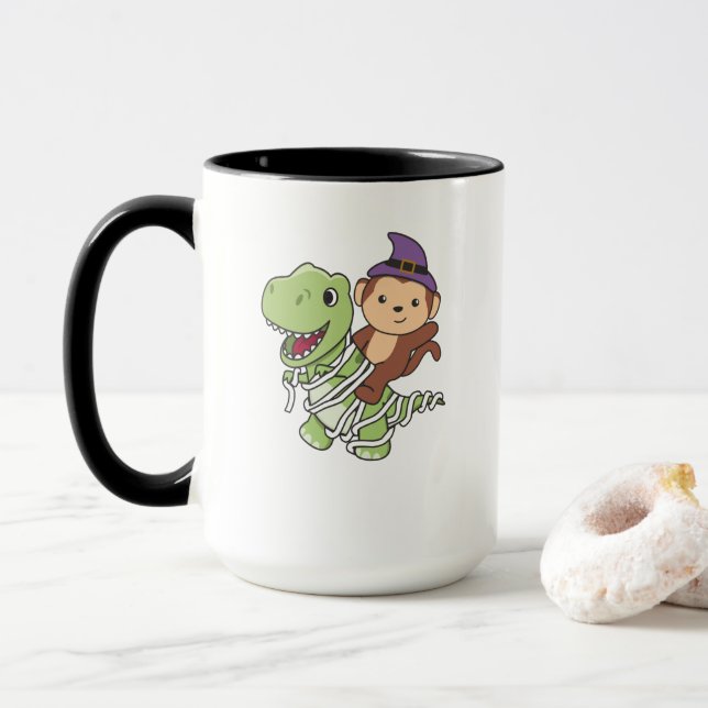 Monkey Happy halloween T-rex Mummy Costume Mugg (Med munk)
