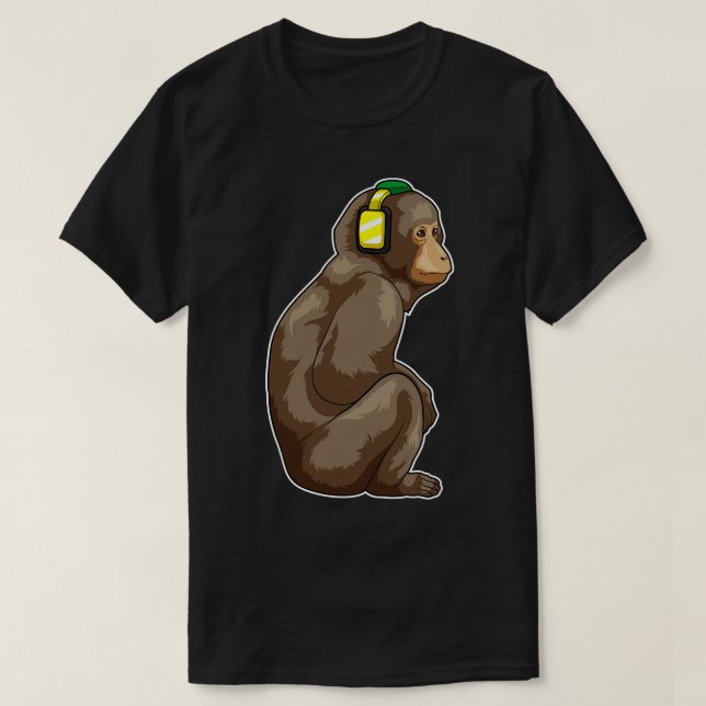Monkey Headphone Music T Shirt (Design framsida)