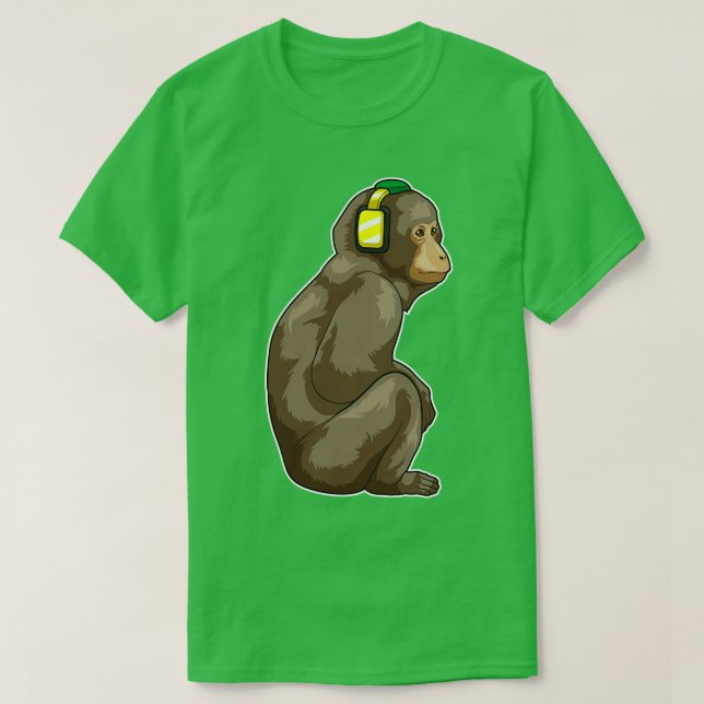 Monkey Headphone Music T Shirt (Design framsida)