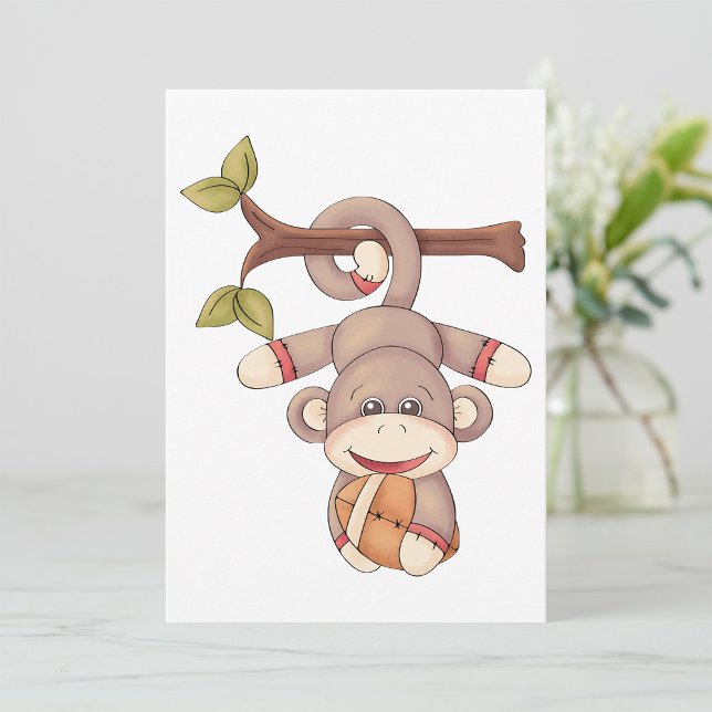 Monkey Holding A Football Inbjudningar (Skapare uppladdad)