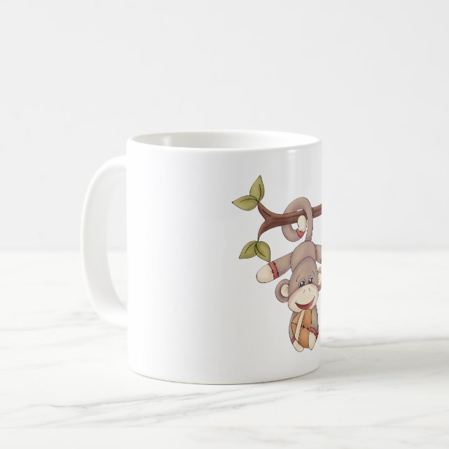 Monkey Holding A Football Kaffemugg (Framsida vänster)