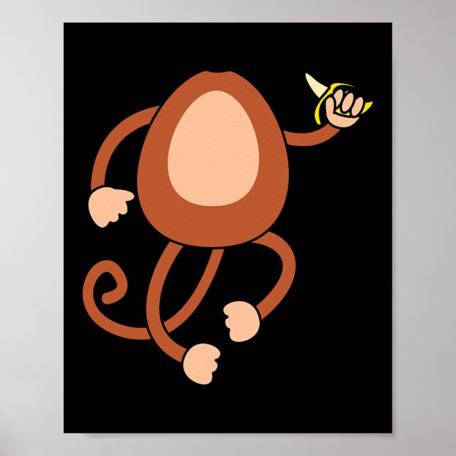 Monkey Holding Nana Costume Roligt Easy Halloween  Poster (Framsidan)