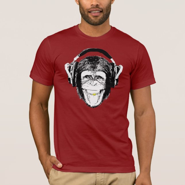 Monkey-hörlurar T-Shirt (Framsida)