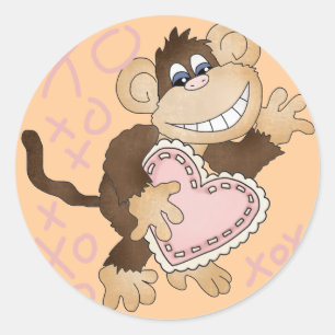 Monkey Hugs och Kisses Tshirts och Gifts Runt Klistermärke