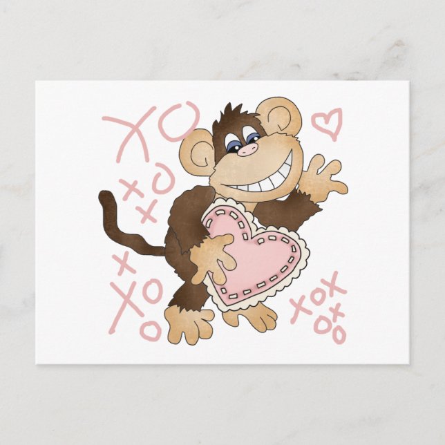 Monkey Hugs och Kisses Tshirts och Gifts Vykort (Framsida)