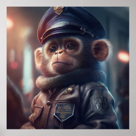 Monkey i en Cop Uniform #2 Art Poster
