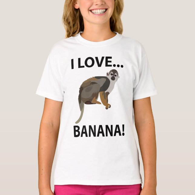 Monkey I Kärlek Banana Monkey Kids T Shirt (Framsida)
