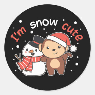 Monkey I Kärlek Du Snö Mycket Snögubbe Pun Classic Runt Klistermärke