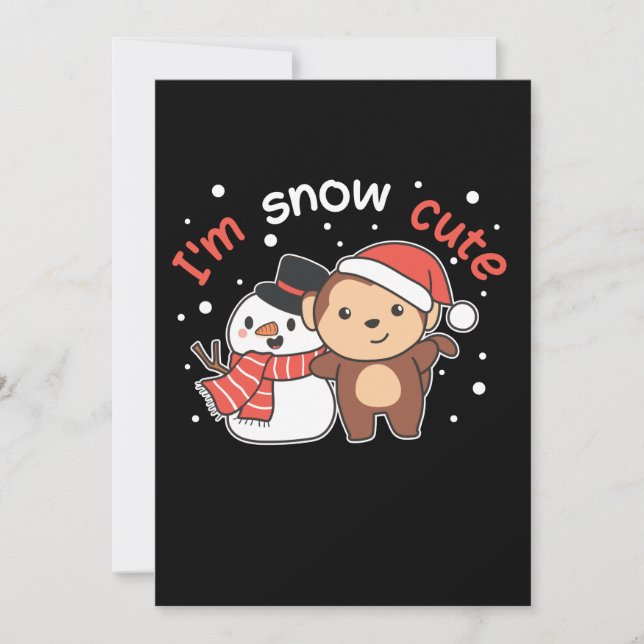 Monkey I Kärlek You Snö Mch Snögubbe Pun Julkort (Framsida)