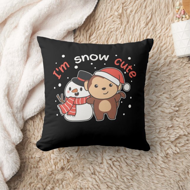 Monkey I Kärlek You Snö Mch Snögubbe Pun Kudde (Filt)