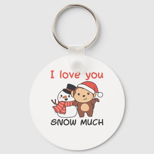 Monkey I Kärlek You Snö Mch Snögubbe Pun Nyckelring (Framsida)