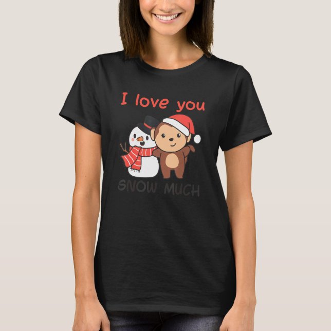 Monkey I Kärlek You Snö Mch Snögubbe Pun T Shirt (Framsida)