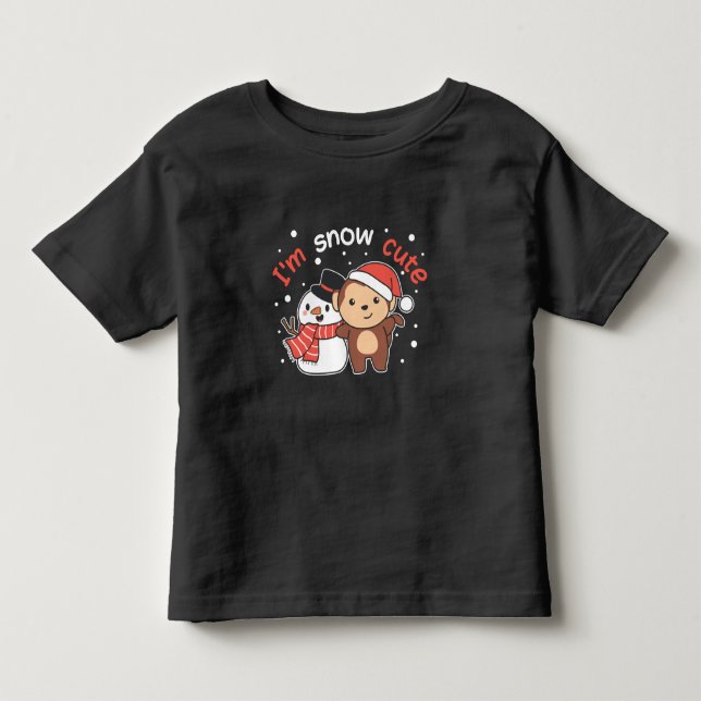 Monkey I Kärlek You Snö Mch Snögubbe Pun T Shirt (Framsida)